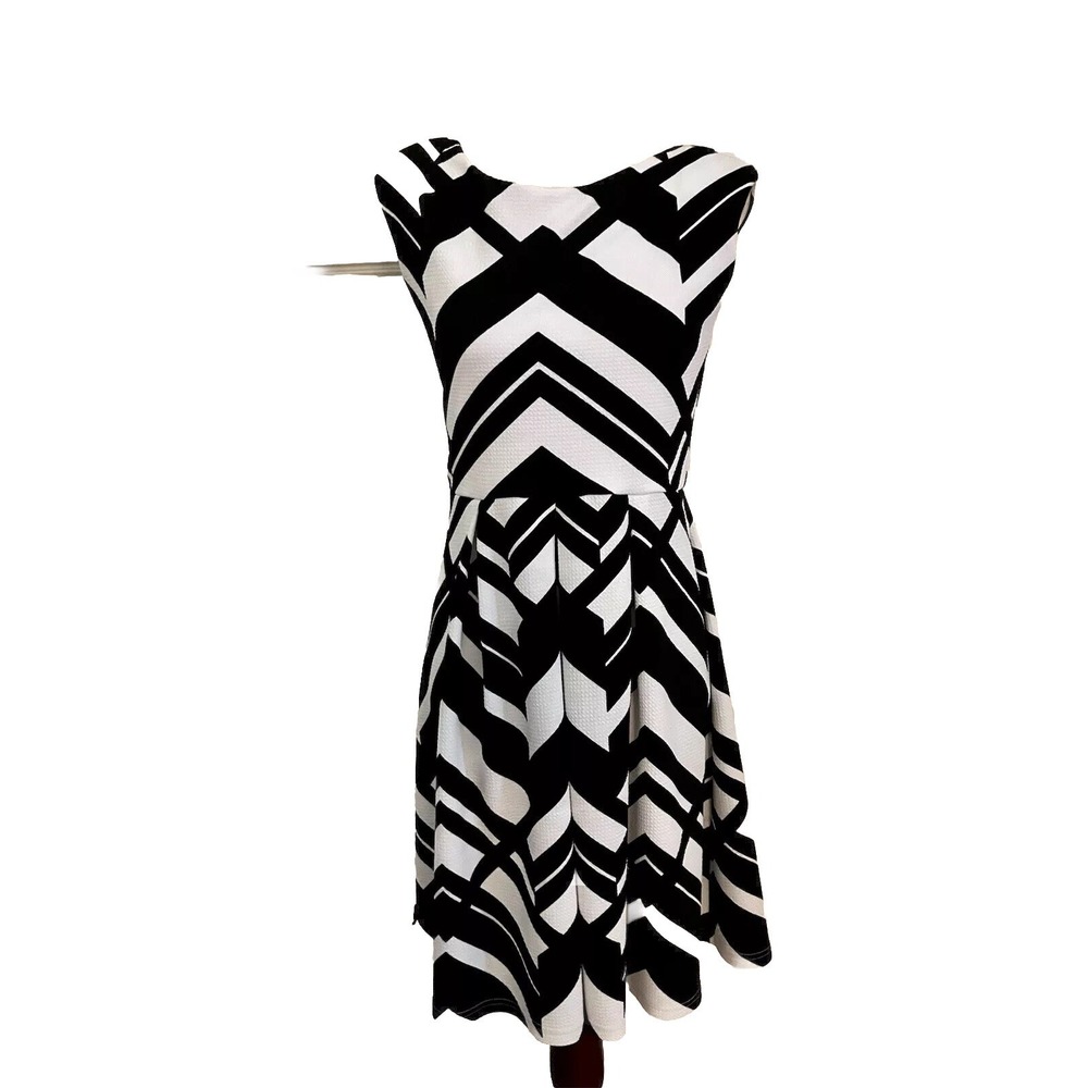 Tiana B Dress Black And White‎ Fit Flare Size 4 sleeveless Cottagecore